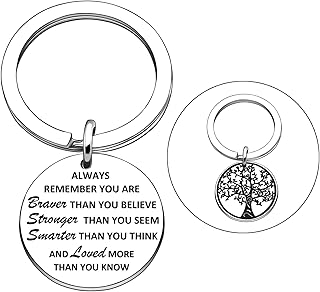 Maxforever Inspirational Gifts, Always Remember You Are Braver, Stronger, Smarter Than You Think Inspirational Quote Pendant Keychain Keyring, for Son Daughter Aunt Niece Family & Friends