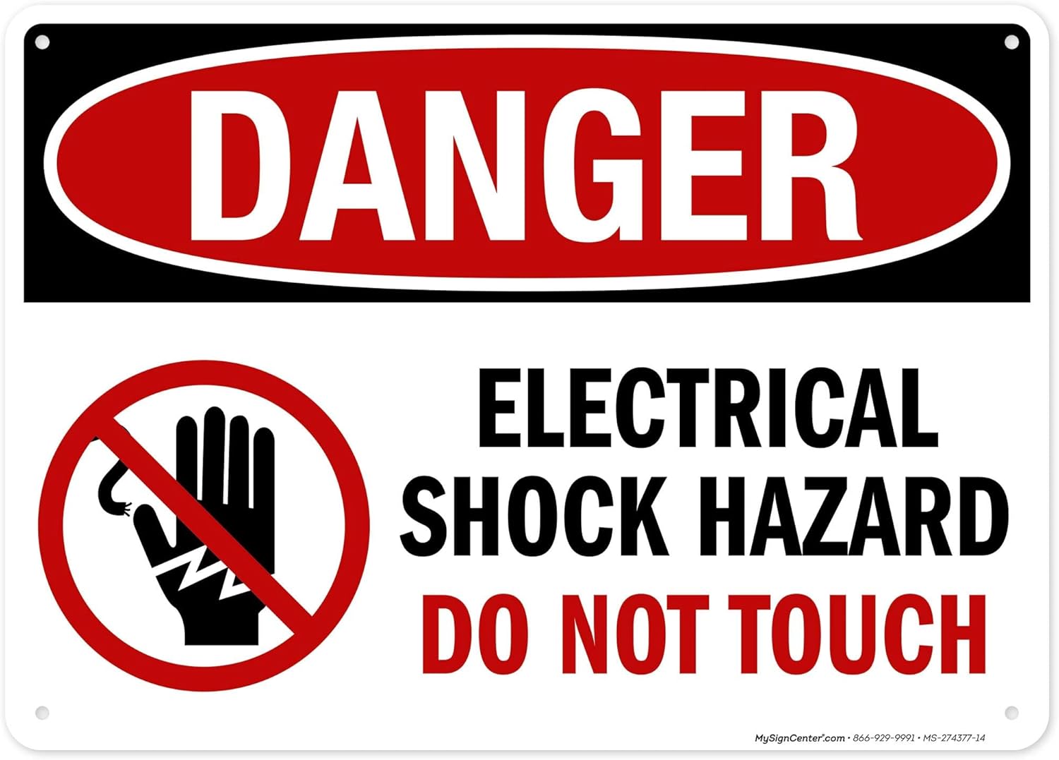 Danger Electrical Shock Hazard Do Not Touch OSHA Sign, 10x14 Inches, Rust Free .040 Aluminum, Fade Resistant, Made in USA by My Sign Center