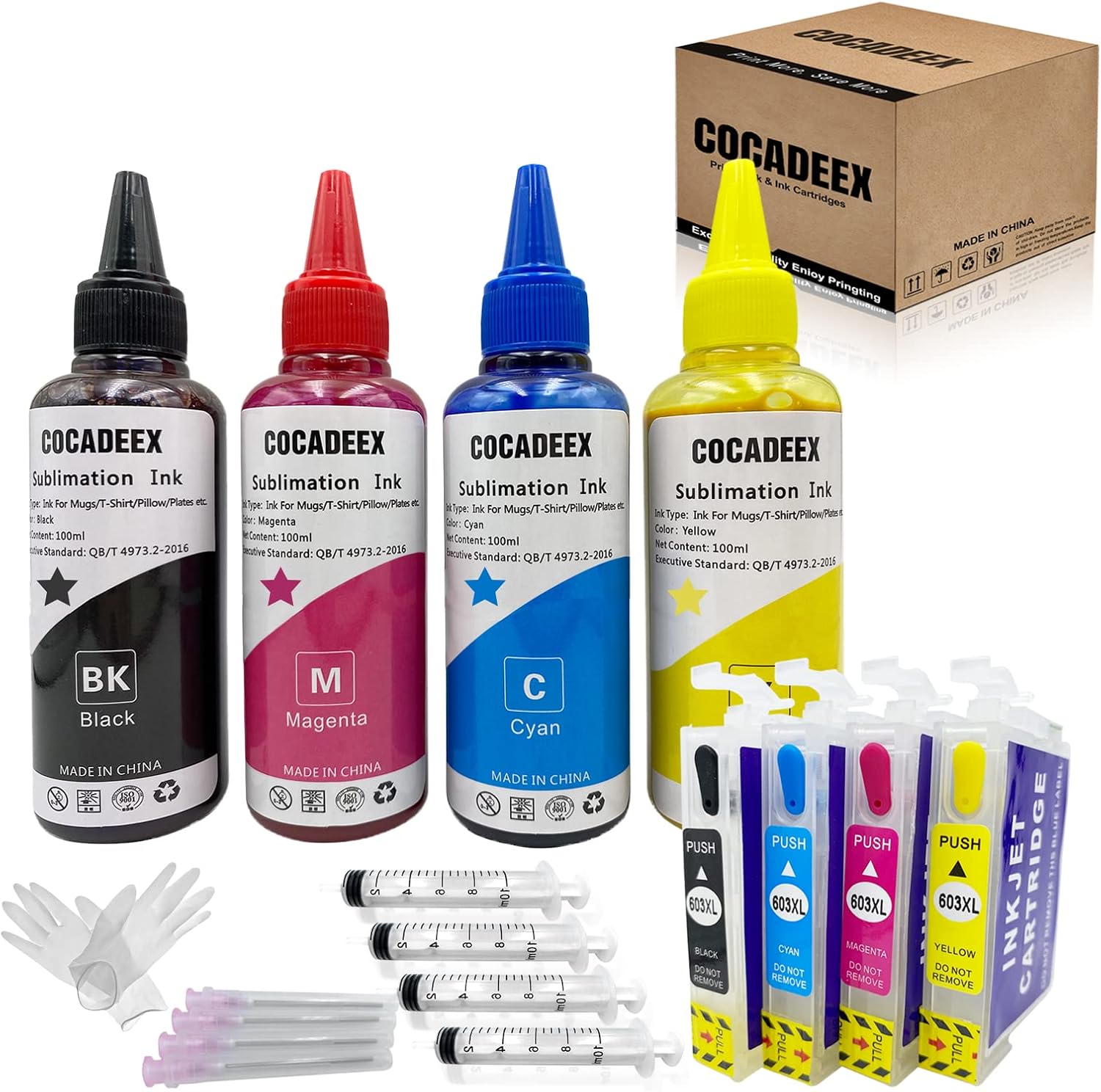 COCADEEX 603XL Sublimation Ink Refill Kits Compatible with Ep Expression Home XP-2100 XP-2105 XP-3100 XP-4105 XP-4100 XP-3105 Workforce WF-2830 WF-2835 WF-2850 WF-2810 Printer