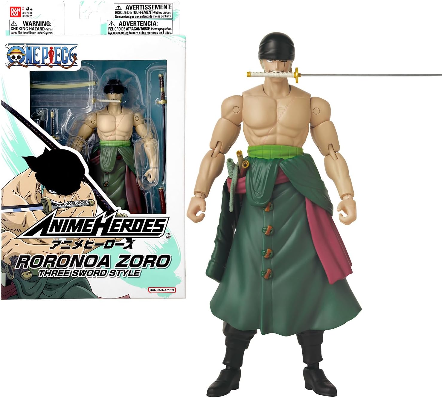 BANDAI Anime Heroes One Piece Figures Roronoa Zoro 3 Swords Style Action Figure | 17cm Articulated Zoro Anime Figure With Extra Accessories One Piece Action Figures Pirate Toys Range