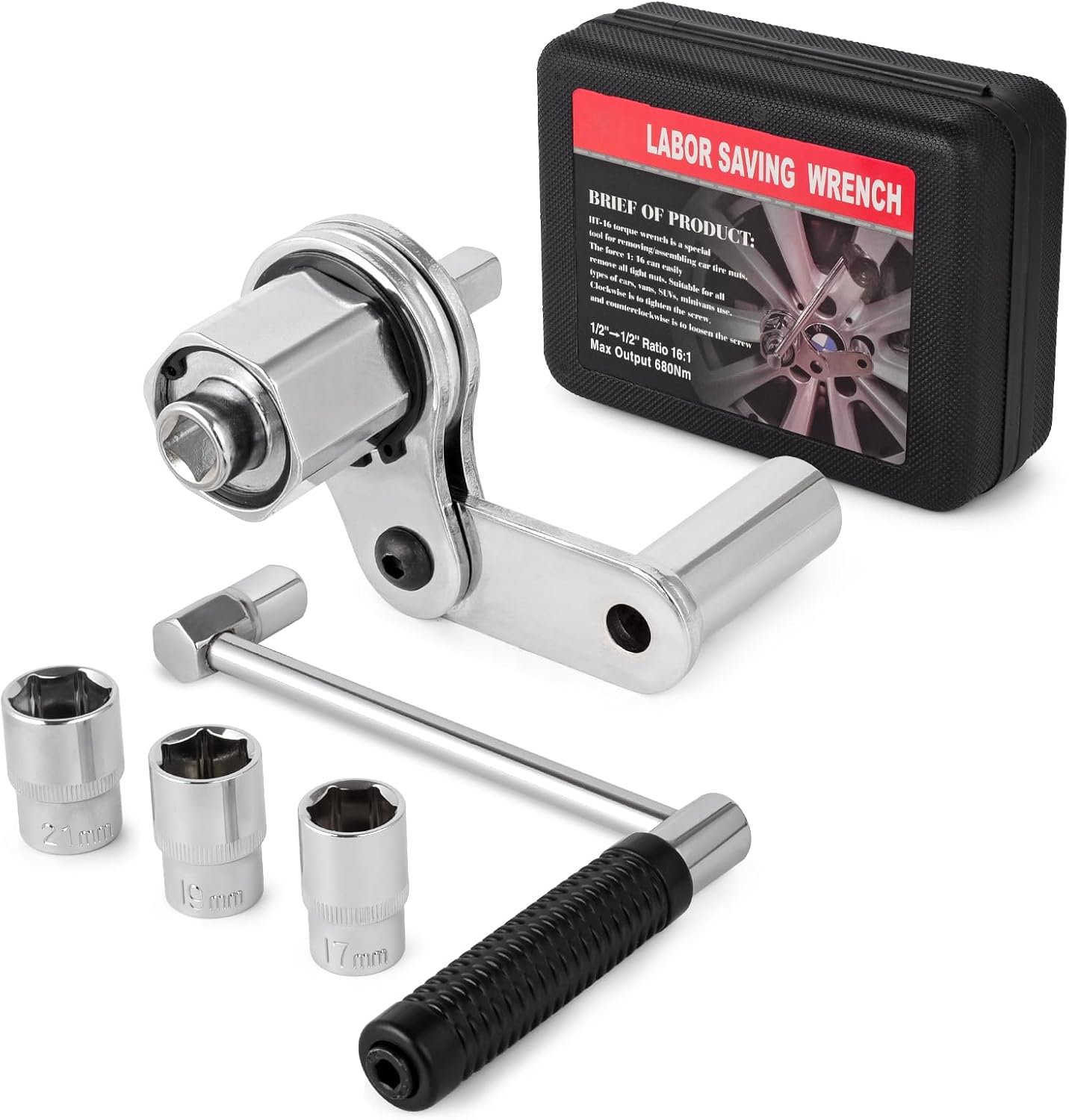 COTOUXKER Torque Multiplier, Heavy Duty Torque Multiplier Wrench Set for Lug Nut Remover 1/2 Driver 1:16 Labor Saving Wrench