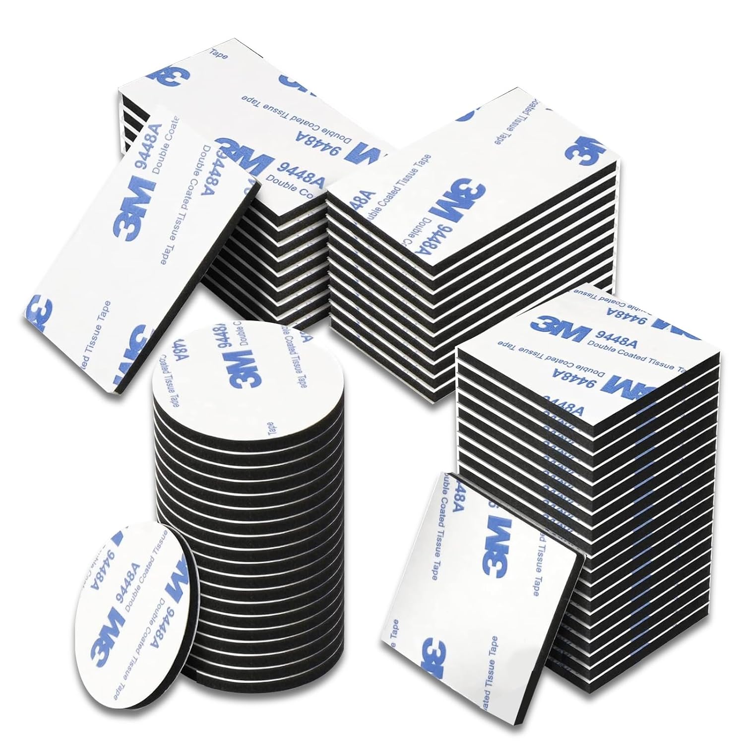 SOPSTUO 3M Double Sided Sticky Pads, 60 Pcs Heavy Duty Sticky Foam Pads 3 Sizes Waterproof Strong Adhesive Pads for Walls, Car, Home, Office