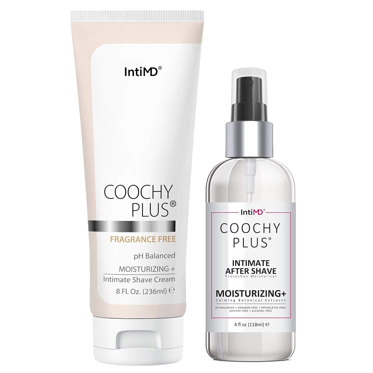 IntiMD Coochy Plus Intimate Shaving Complete Kit - Antioxidant Formula Prevents Razor Burns, Itchiness & Ingrown Hairs - Fragrance Free Shave Cream+After Shave Mist