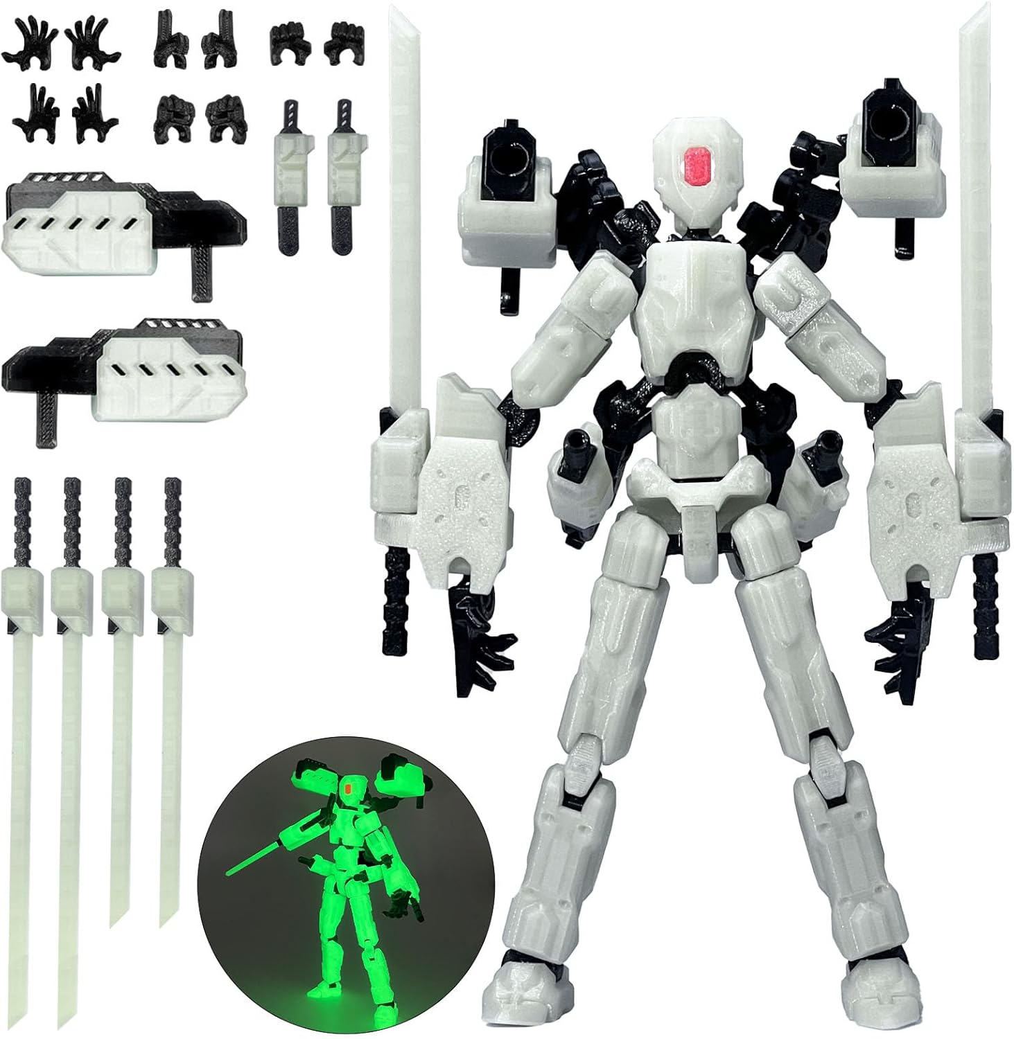 (Assembly Completed) 8 inch T13 Action Figure,T 13 Action Figure Multi-Articular Mobile Robot Nova T-13,Desktop Decorations for Game Lovers Toys (Luminous Color)