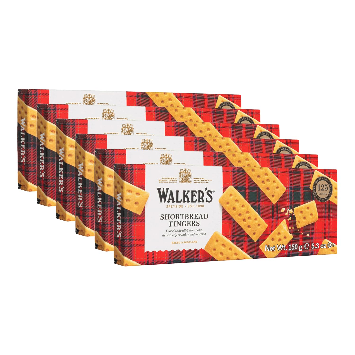 Walker’s All-Butter Shortbread Fingers - 8-Count Box (Pack of 6) - Authentic Shortbread Cookies from Scotland​