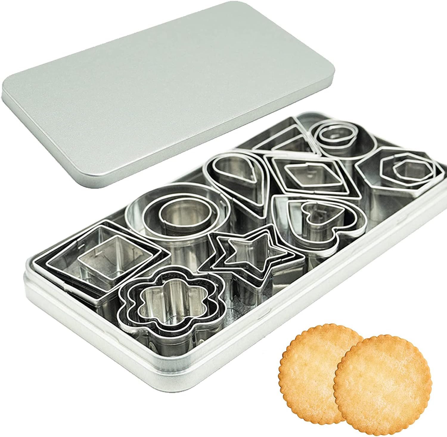 Senshuomy Mini Cookie Cutter Set,Biscuit Cutters,Shapes Cutter,Heart Cookie Cutters Set-10 Styles in 3 Sizes, Ideal for Cutting Polymer Clay, Pastry Dough, Pie Crust, and Fruits