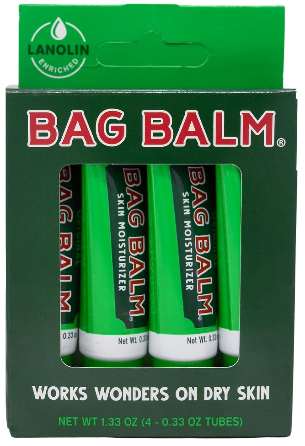 Bag Balm Original Skin Moisturizer Gift Box - 0.33oz, 4 Pack of Lip Balm Tubes