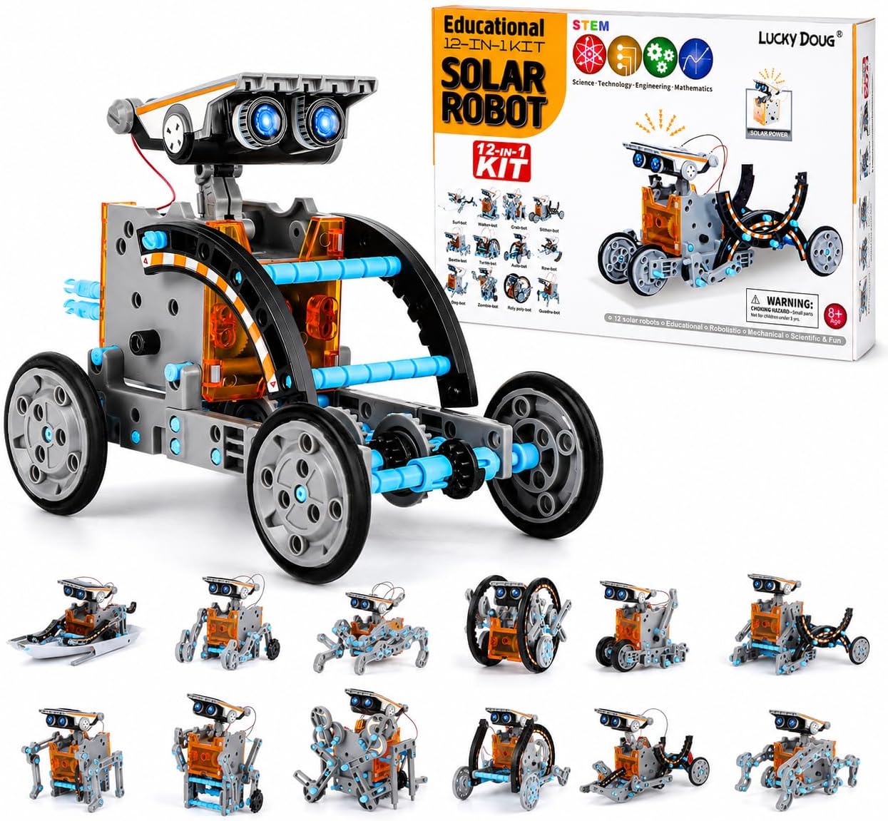 Lucky Doug Solar Power Robot Building Kits Toys for Boys Girls Ages 8-13, STEM Kit Gifts for Kids 8 9 10 11 12 13 Years, DIY Educational Science Building Robotic Set Gifts for Teenagers