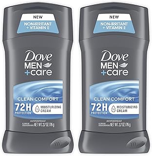 DOVE MEN + CARE Antiperspirant Deodorant Stick Clean Comfort Twin Pack 72-Hour Sweat & Odor Protection Antiperspirant for Men With 1/4 Moisturizing Cream 2.7 oz
