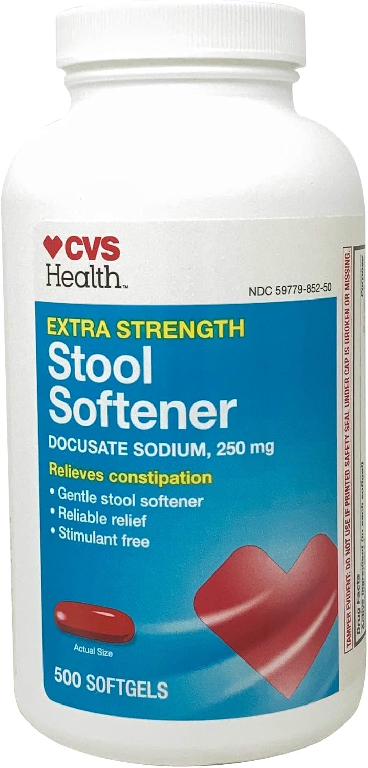 CVS Health Extra Strength Stool Softener Docusate Sodium Softgels 250 mg, 500 Count