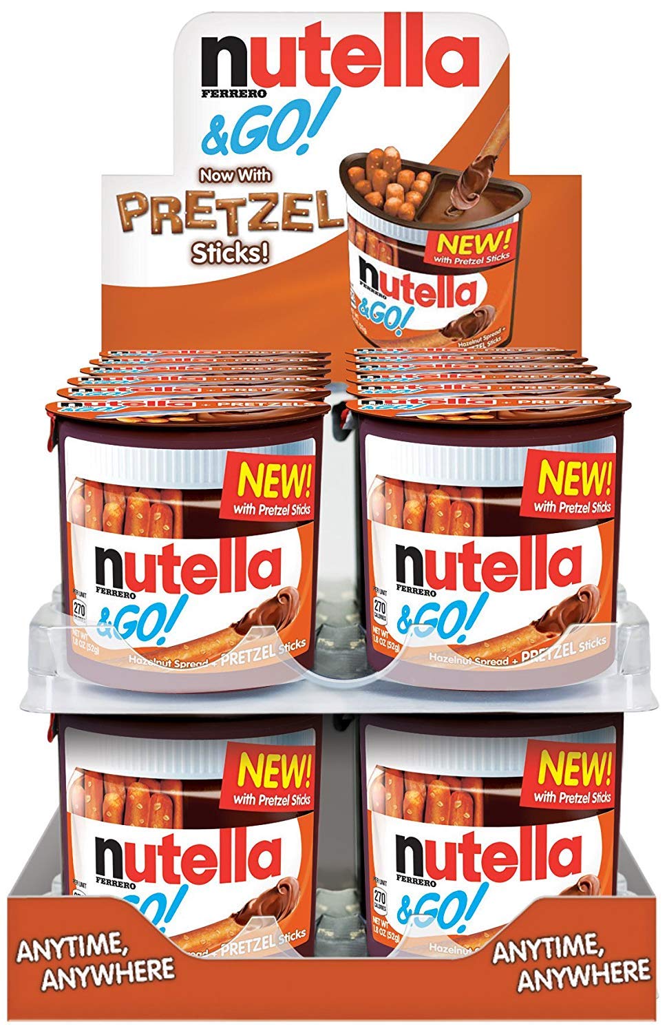 Nutella & GO! Bulk 24 Pack, Hazelnut and Cocoa Spread with Pretzel Sticks, Snack Cups, 1.9 oz Each