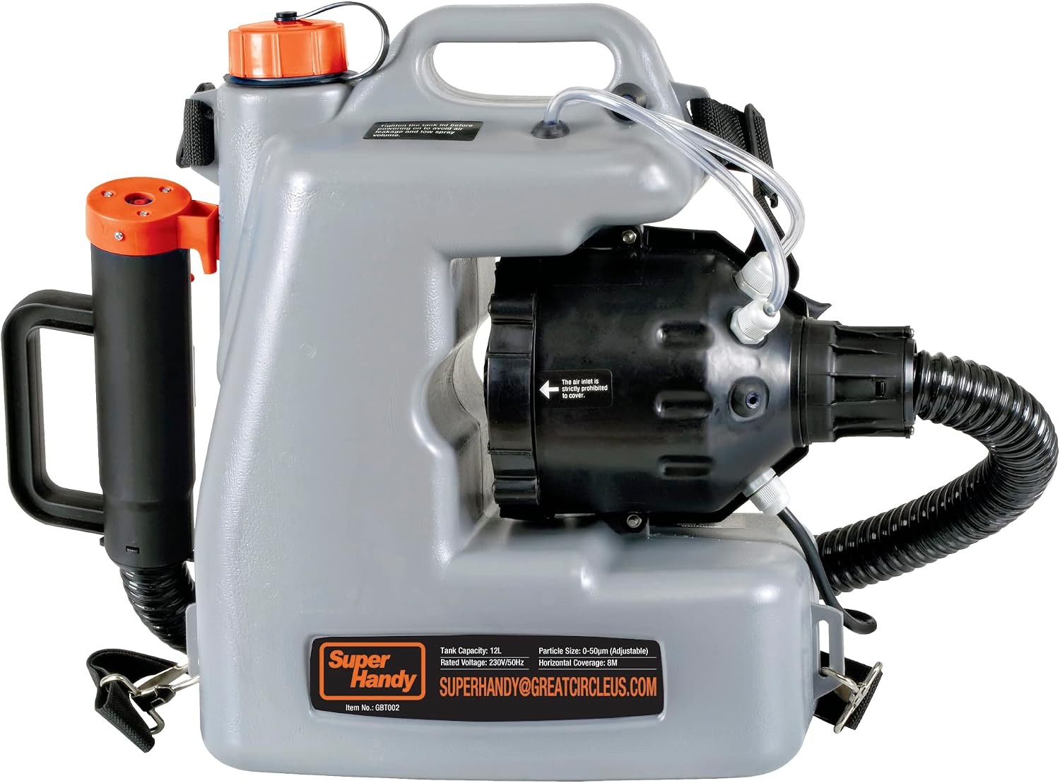 SuperHandy PRO ULV Fogger, Corded Backpack Garden Mist Sprayer, 2.6GAL 1-15GPH - Upgraded Hose & Turbo Jet Spray Nozzle - for Lawncare, Disinfectant, Hydroponics