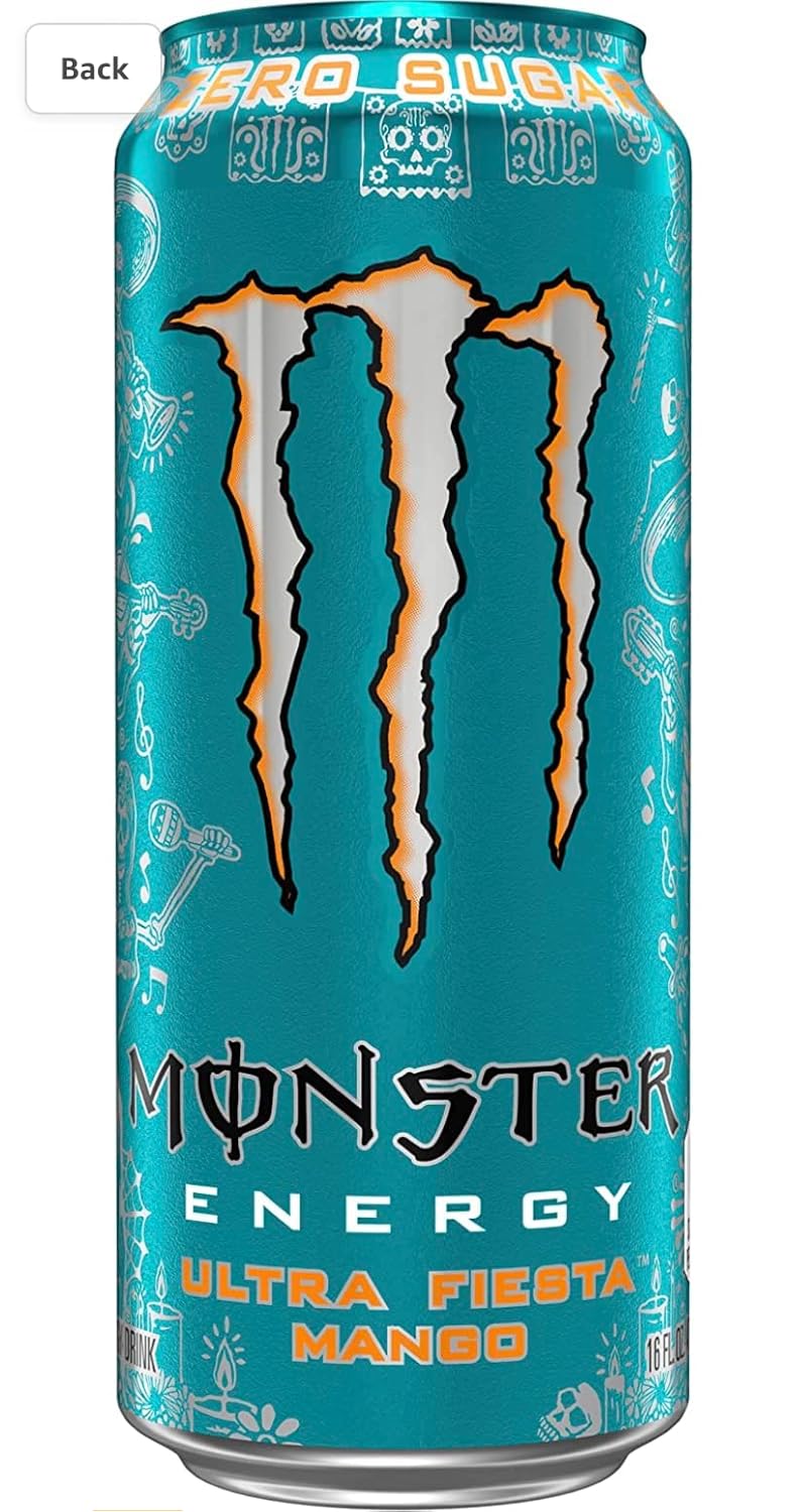 Monster Energy Ultra Zero Sugar Energy Drinks 16 ounce cans (Ultra Fiesta, 12 Cans)
