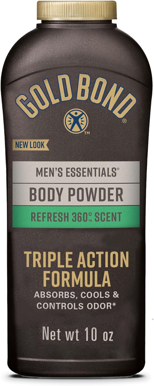 Gold Bond Men's Essentials Talc-Free Body Powder 10 oz - Refresh 360 Scent | Wetness Protection | Talc-Free Formula | Buy Now in International | GoSupps.com