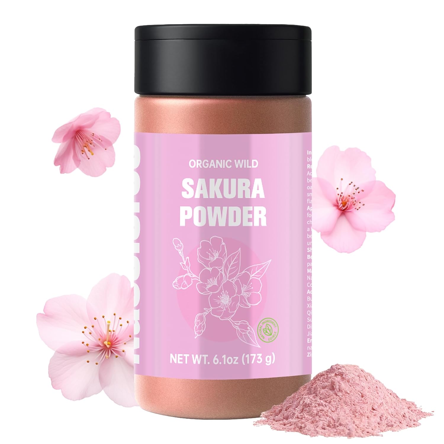 100% Organic Freeze-Dried Sakura Powder (3.17oz) | Natural Floral Flavor & Color for Baking, Smoothies, Beverages, Cakes & Edible Decoration