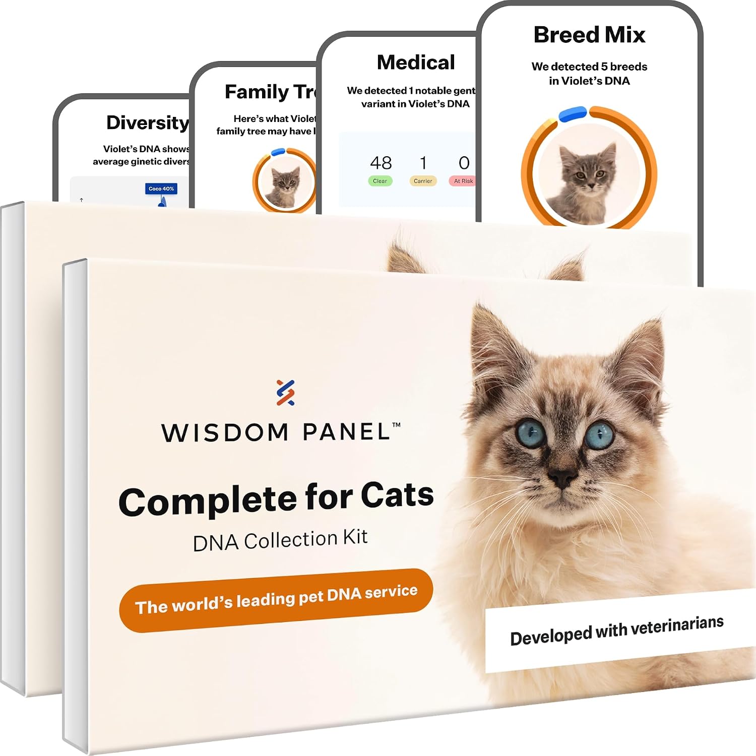 Wisdom Panel Complete for Cat DNA Test Kit, 45 Health Conditions, 2 Pack