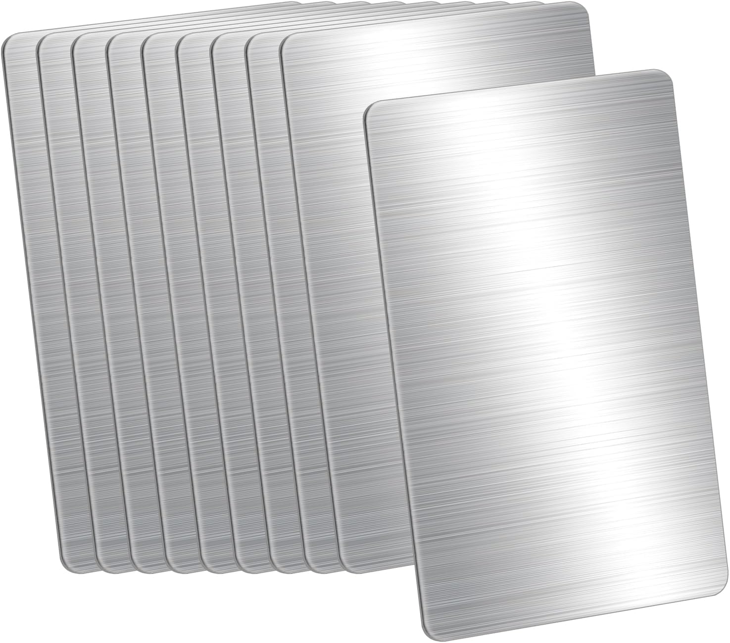 QWORK® 10Pcs Laser Engravable Blank Metal Cards Stainless Steel Business Cards, 8 x 5 x 0.1 cm, for Professional and Personal Use