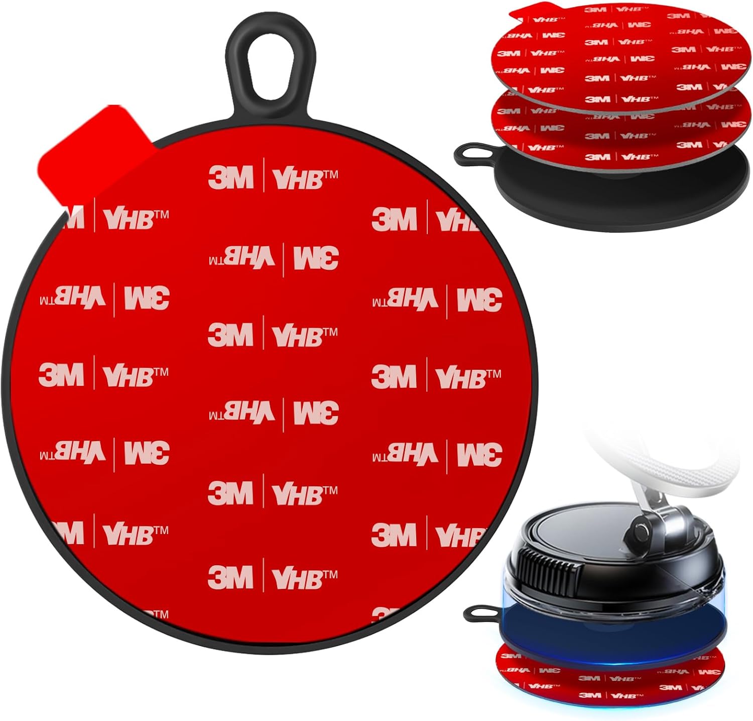 volport 2pcs 2.95"/75mm Dashboard Pad Mounting Disk for Suction Cup Mount with 2pcs 2.76"/70mm 3M VHB Heat Resistant Sticky Adhesive Replacement Sticker for Smartphone/GPS/Dashcam/Tablets Holder