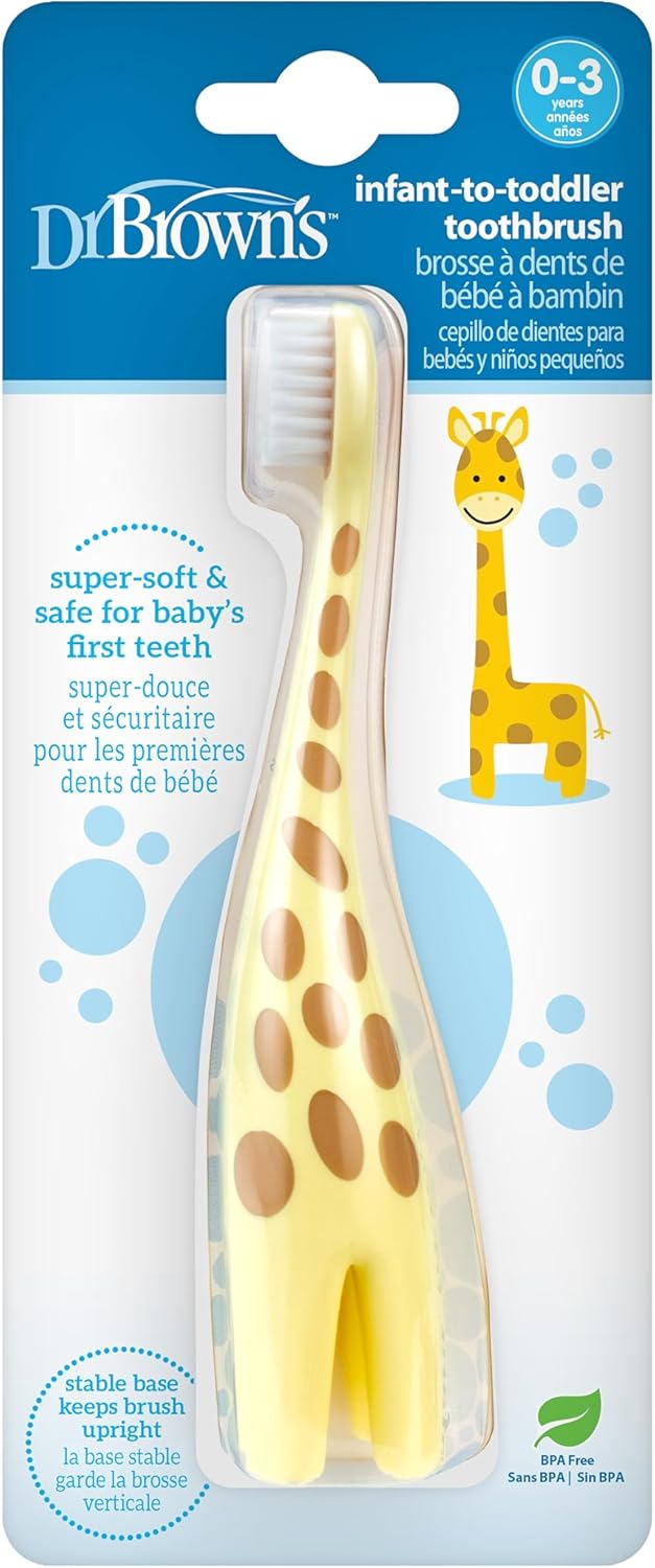 Dr. Brown's Infant-to-Toddler Training Toothbrush, Giraffe, 0-3 Years