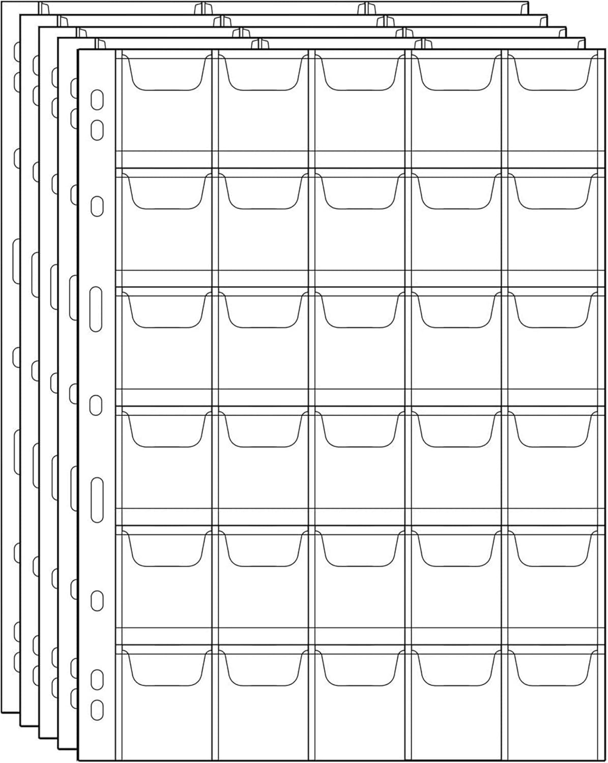 Coin Collecting Pages 5 Sheets 30 Pockets Standard 9Hole Coin Pocket Inserts Collecting Sleeves for Coins Uncle Paul CS03530