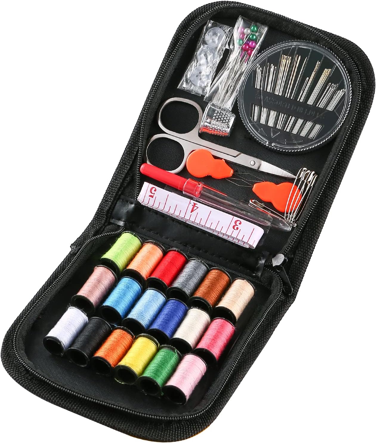 AUERVO Travel Mini Sewing Kit, Over 70 Premium Supplies, Filled with Needles, Scissors, Thimble, Thread, Tape Measure
