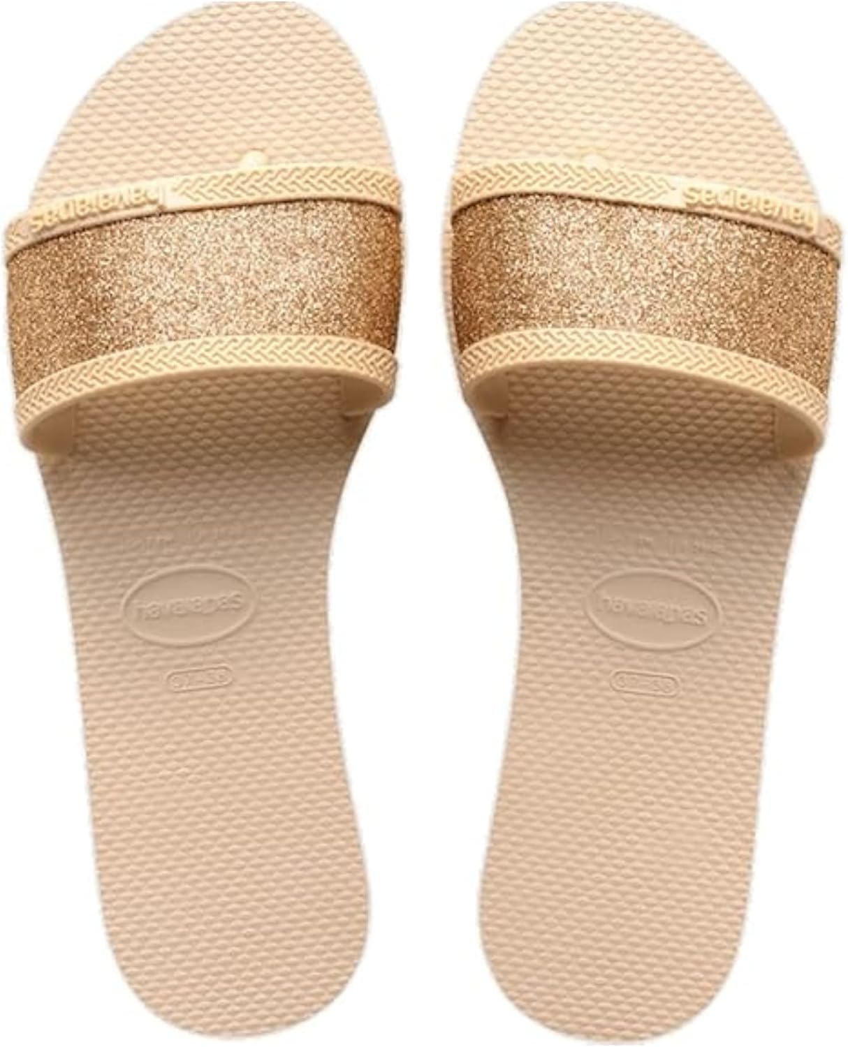 Havaianas You Angra Glitter Beige 41 42 Flip Flops Womens