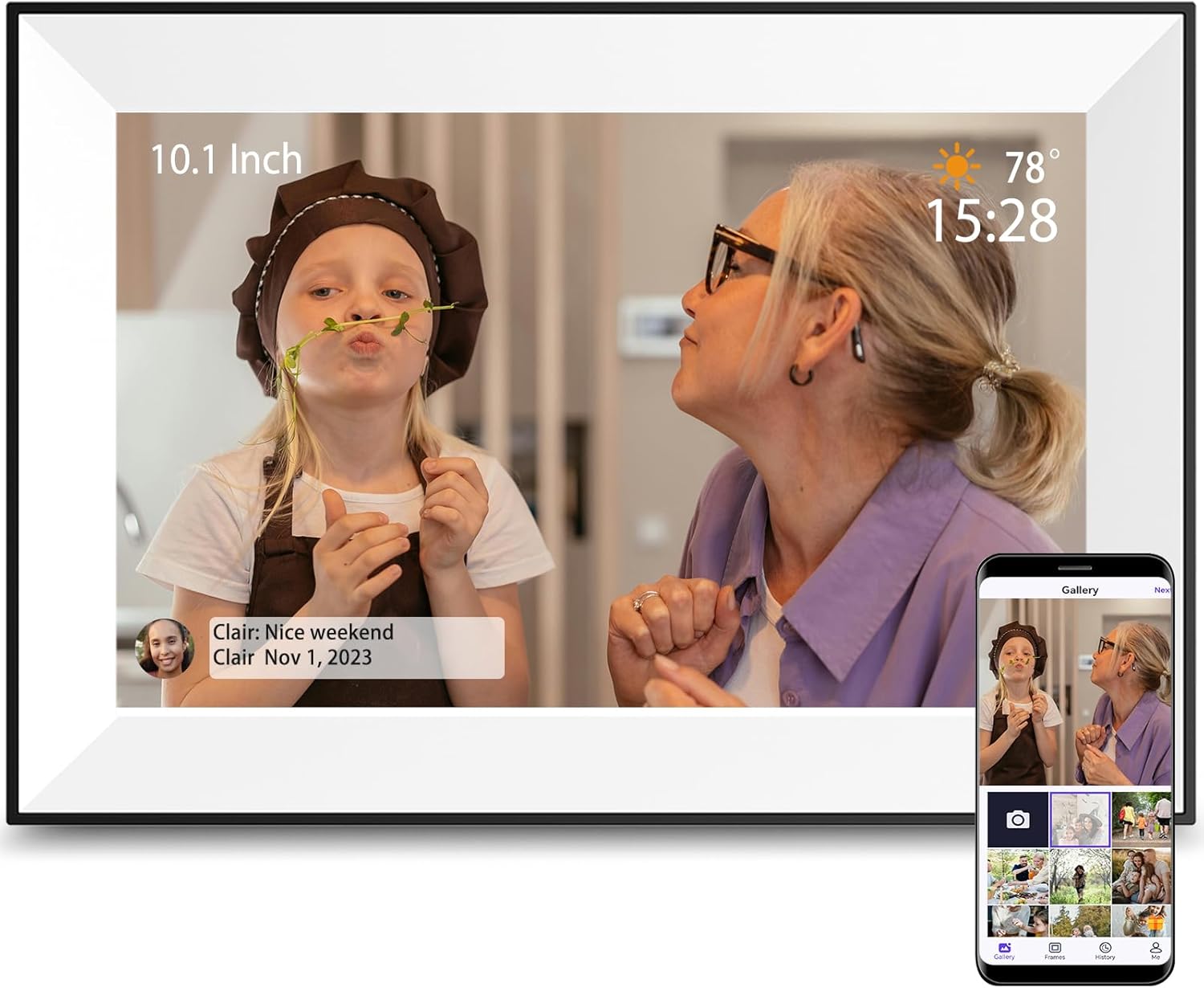 Digital Picture Frame 10.1 Inch Digital Photo Frame WiFi Smart Electronic Frame 16 GB IPS Touch Screen,Auto-Rotate,Easy to use Load from Phone Share Pohto/Video Wedding Gifts for mom Women Men