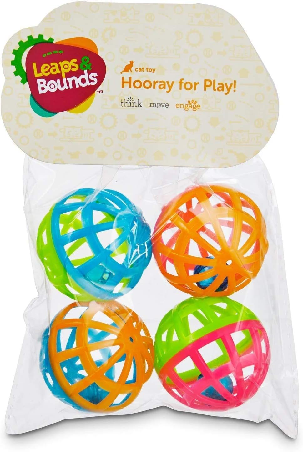 Leaps & Bounds Lattice Ball and Bell Cat Toys, Pack of 4 Balls