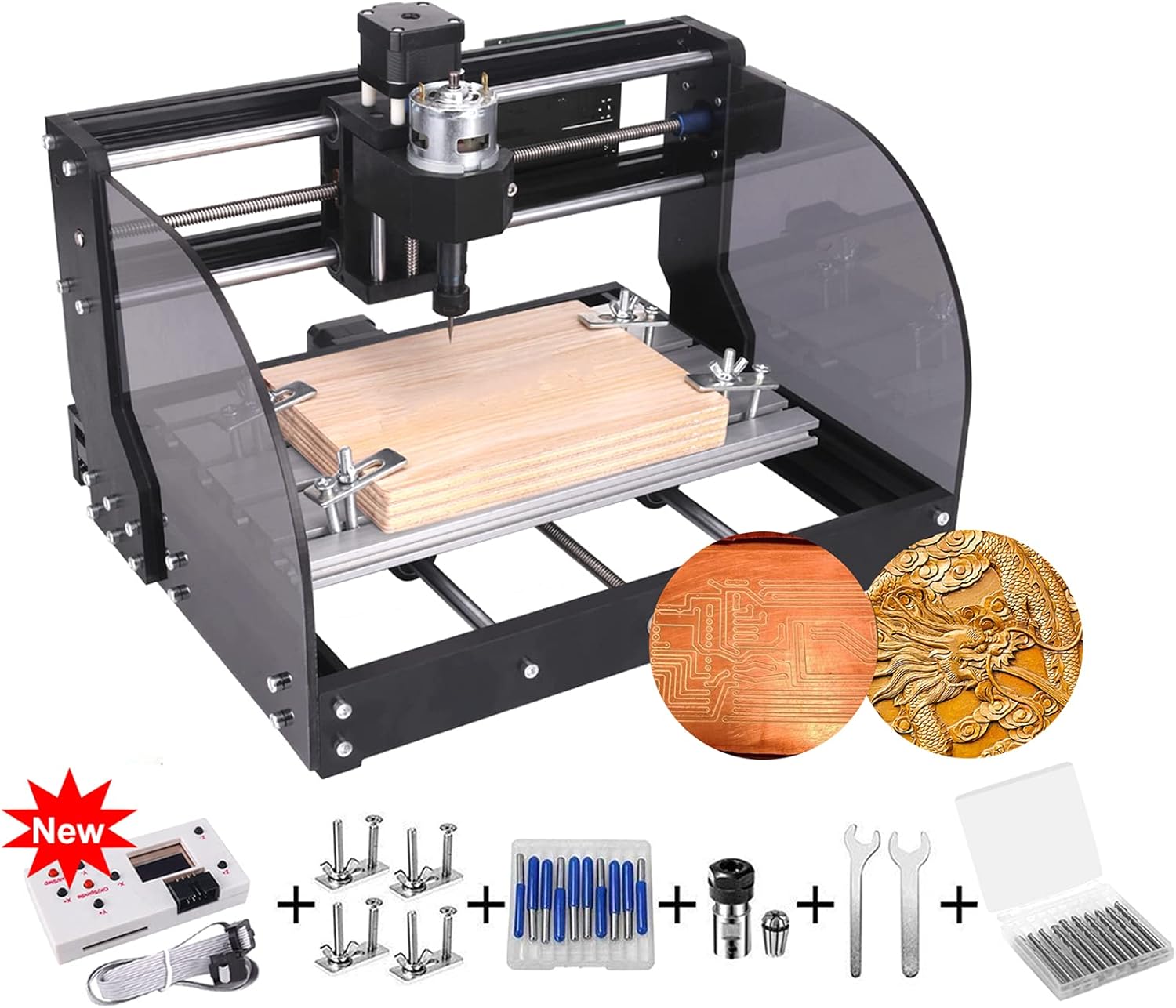 TwoWin Upgraded 3018 Pro M 3 Axis CNC Engraving Machine - Wood Router Kit GRBL Control DIY Plastic Acrylic PCB PVC Carving Milling Machine with Offline Controller