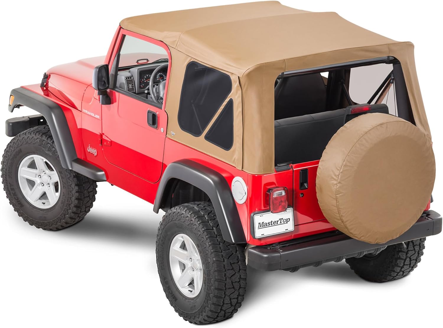 MasterTop Replacement Soft Top Fabric - Fits Jeep Wrangler TJ 1997-2006 - Jeep TJ Soft Top with Removeable Side Quarter & Rear Windows - (Spice Diamond, Without Upper Door Skins)