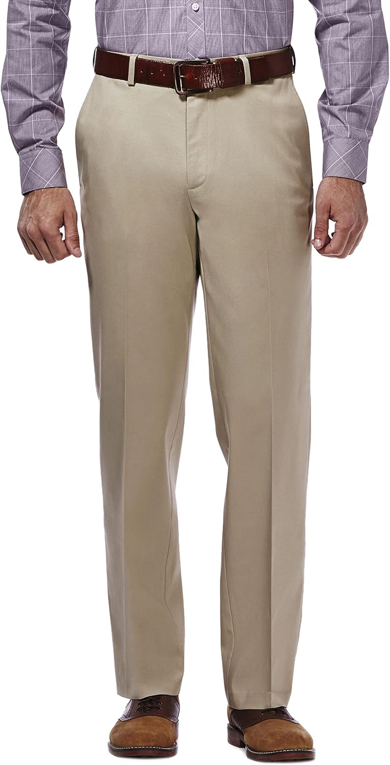 Haggar Men's Premium No Iron Khaki Classic Fit Flat Front Casual Pant (Regular and Big & Tall Sizes)
