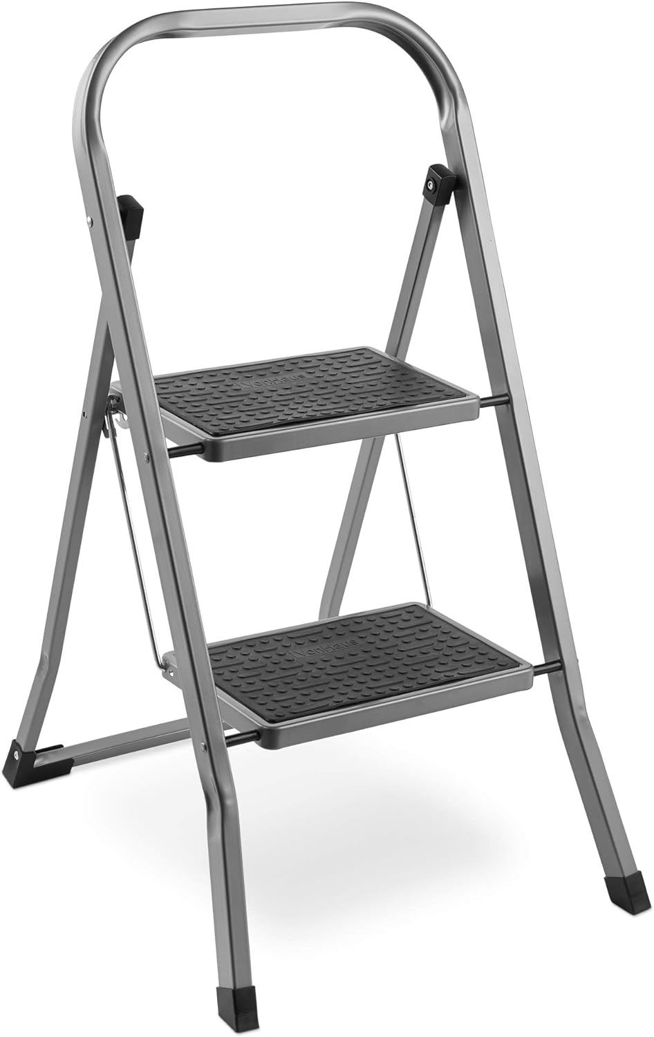 VonHaus 2 Step Steel Ladder – Anti Slip Feet – Easy to Store Foldable Design – Ideal for Home/Kitchen/Garage 150KG Max Capacity