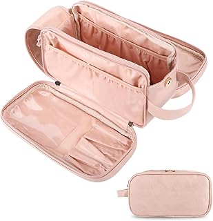 Toiletry Bag Travel Makeup Organizer Women Cosmetic Toiletries Accessories Large Capacity Dopp Kit Waterproof Portable Handle (Pink)