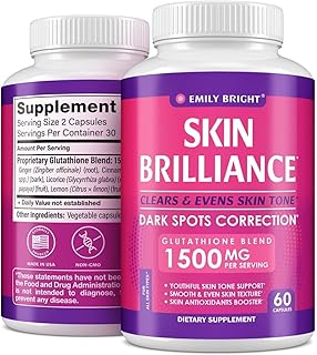 Glutathione Capsules - 1,500mcg Glutathione Supplement - Skin Tone Enhancer - Targets Dark Spots & Acne Marks - Potent Antioxidant - 60 Capsules
