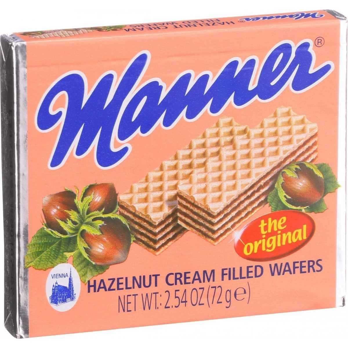 Manner Wafers Hazelnut Cream Filled Wafers, 2.54-Ounce (Pack of 12)