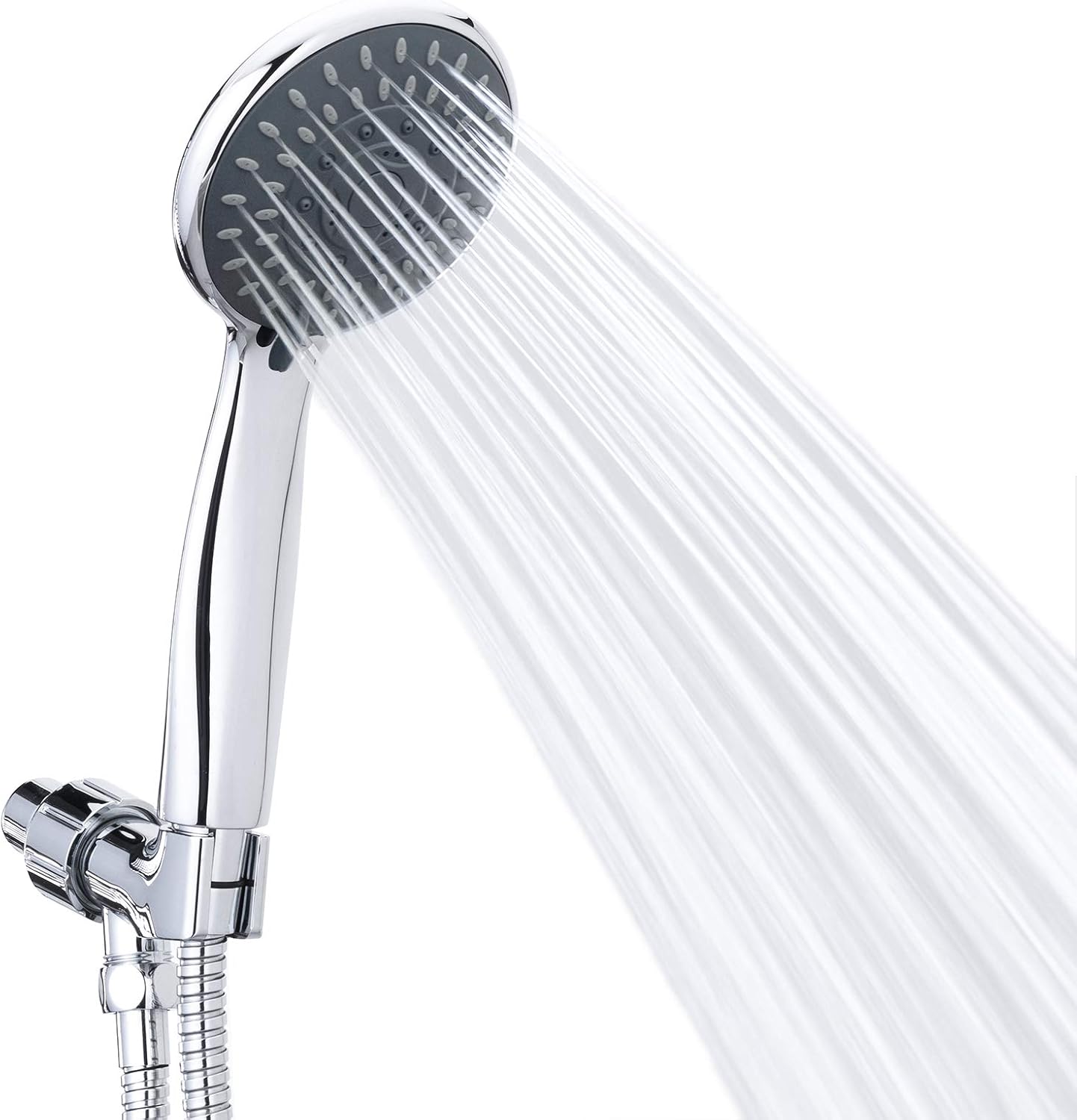 High Pressure Handheld Shower Head Briout 5-Settings Powerful Water Spray Shower Head against Low Pressure Water Flow with Stainless Hose and Adjustable Mount