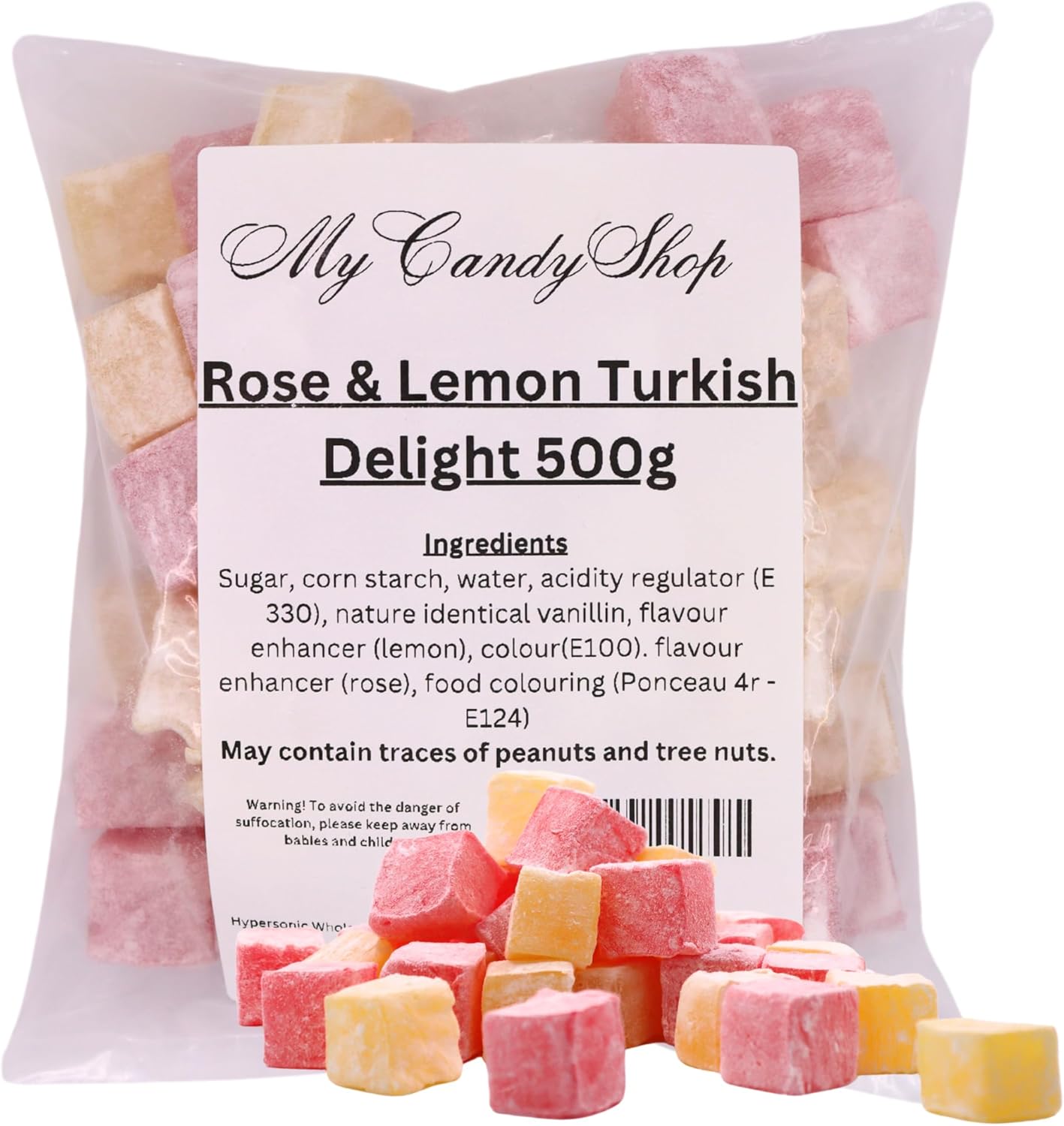 Turkish Delight Rose and Lemon - 500g - Handmade Lokum Halal Sweets - Vegan Sweets - Turkish Delight Assorted