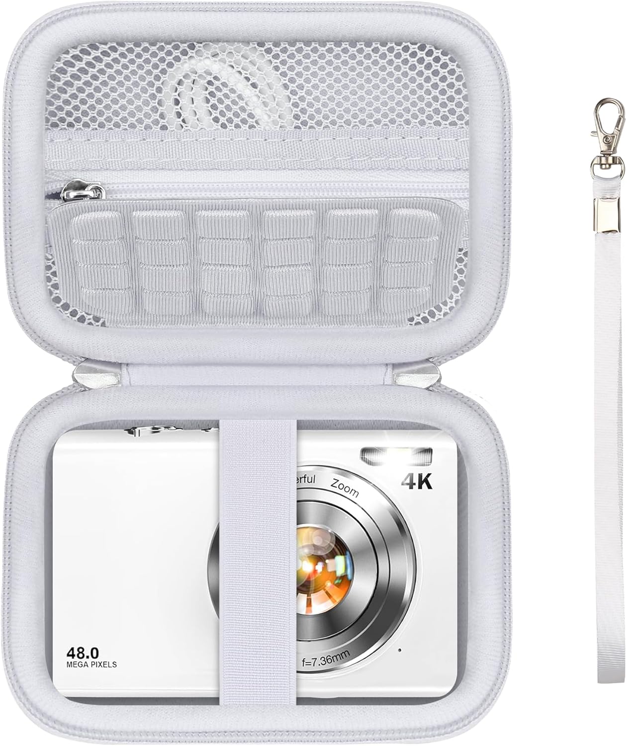 Hard Carrying Case for Lecnippy/for Lecran/for FJFJOPK Digital Camera, 4K Vlogging Camera for Photography, 48MP Portable Compact Point and Shoot Digital Camera Kids Camera Storage Holder, White