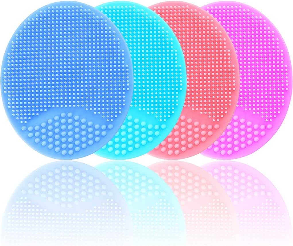 MR LION Baby Cradle Cap Brush, Baby Bath Brush, Silicone Massage Brush, Silicone Scrubbers Exfoliator Brush， Baby Brush for Cradle Cap and Dry Skin (Green & Blue & Pink & Purple)