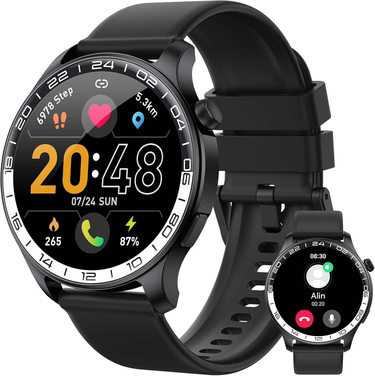Military Smart Watches for Men Women(Answer/Make Calls), 40mm AMOLED Display Smart Watches with 100+ Sport Modes, 24/7 Heart Rate/Spo2/Sleep Monitor/IP68 Waterproof, Fitness Watch for Android iOS
