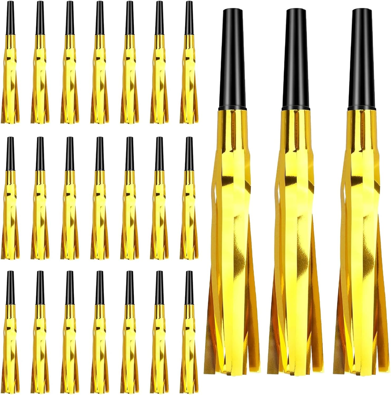 Party Blowers,Party Blowers for Kids,24 Pcs Gold Glitter Fringed Noise Maker,Party Blowers for Adults Party Whistles Blowers Kids,for Birthday Sporting Events New Years Graduation Party Favor Supplies