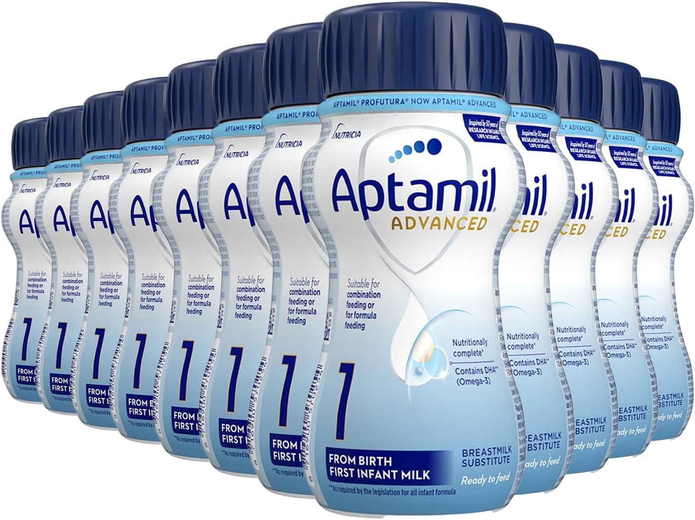 Aptamil Advanced 1 First Infant Baby Milk Ready to Use Liquid Formula, from Birth, 200ml (Pack of 12)