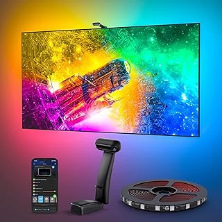 Govee Envisual TV LED Backlight T2 with Dual Cameras, 11.8ft RGBIC Wi-Fi LED Strip Lights for 55-65 inch TVs, Double Strip Light Beads, for Halloween Decorations, Xmas, Smart App Control, Music Sync