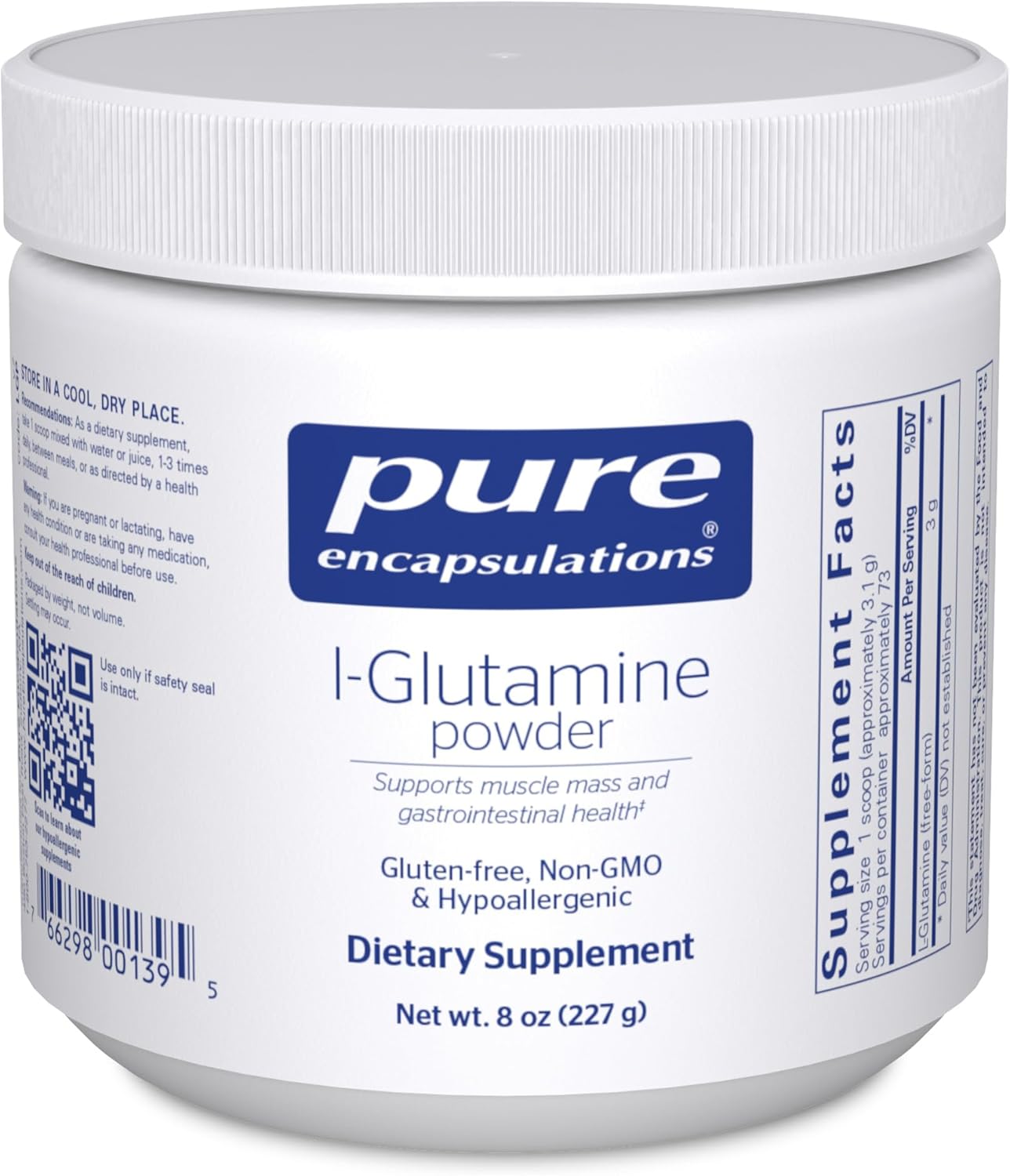 Pure Encapsulations L-Glutamine Powder - Supplement for Immune and Digestive Support, Gut Health and Lining, Metabolism, and Muscle Support* - with Pure Free-Form L-Glutamine - 8 Ounces