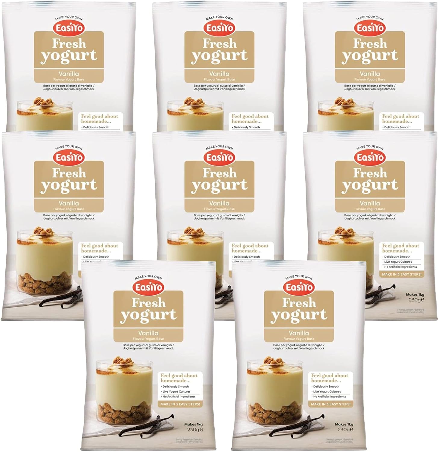 EasiYo Vanilla EasiYo Yogurt 8 Sachet Pack | Each Sachet Makes 1KG of Yogurt