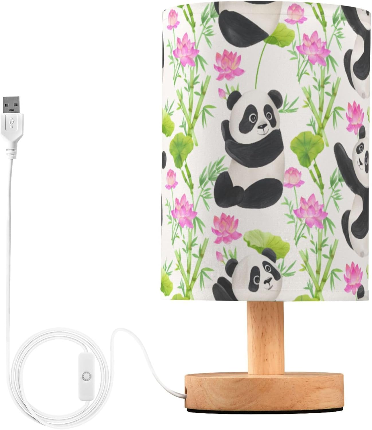 Sevdomey Cute Pandas Bedside Table Lamp with USB Port, No Bulb Needed, Warm LED Light for Bedroom, Living Room, Office - Bedside Table Lamp for Reading, Study, Decor