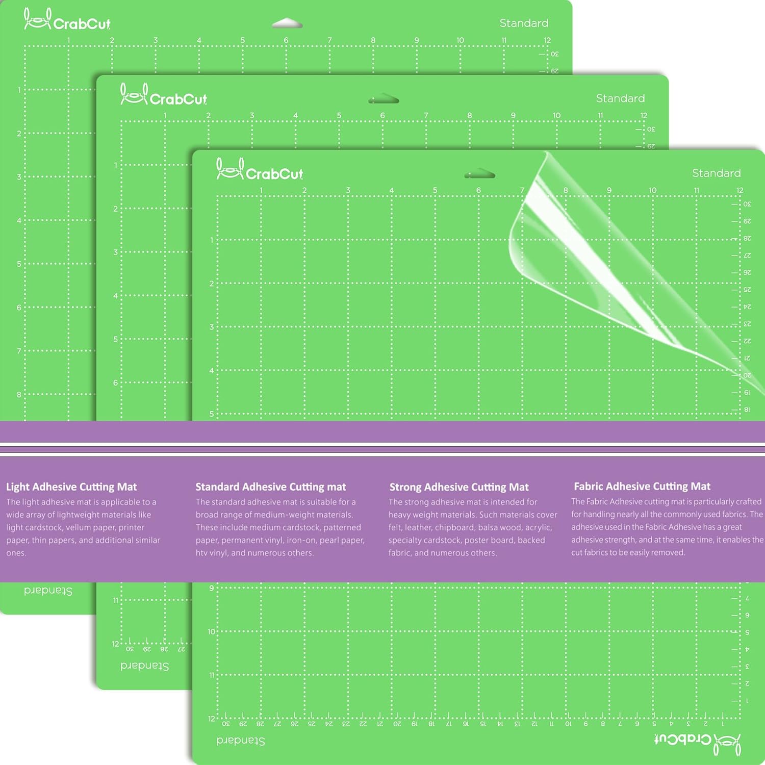 Cutting Mats for Cricut Maker 4/Explore 4/Maker 3/Explore 3/Air 2: 12x12 Inch 3Pack Green StandardGrip Durable Long Lasting Standard Stickness Replacement Cut Mat for Siser Juliet Romeo