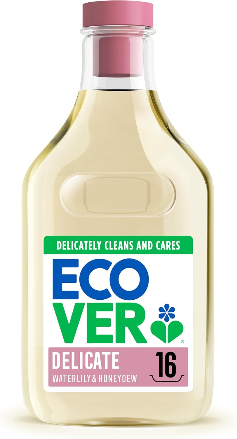 Ecover Delicate Laundry Detergent, Laundry Washing Liquid, For Wool & Silk, Waterlily & Honeydew, 16 Washes, 750ml