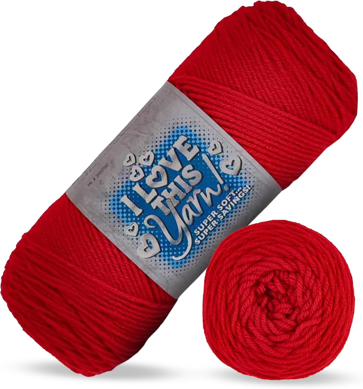 I Love This Yarn 4 - Medium Yarn for Crocheting & Knitting – Soft Yarn Skein – 355 Yards of Acrylic Yarn for Crocheting Blankets, Hats, & More – Craft Supplies for Handcrafting Accessories, Fire Red