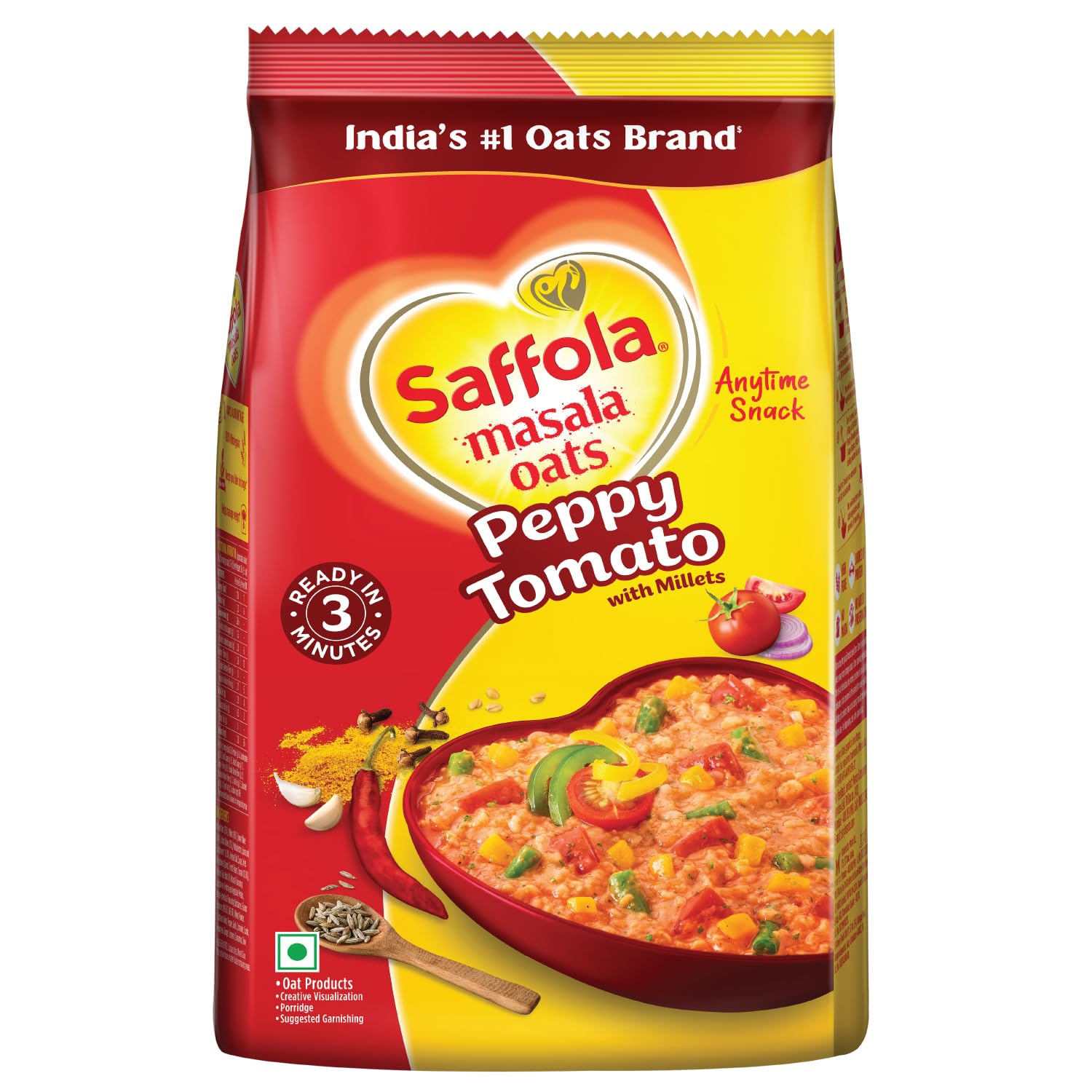 Saffola Masala Oats Peppy Tomato 500 grams (17.63 oz) - Vegetarian